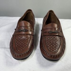 Vintage NWOT Duca Woven Brown Leather Loafers Bit Slip On Old Money Grandpacore